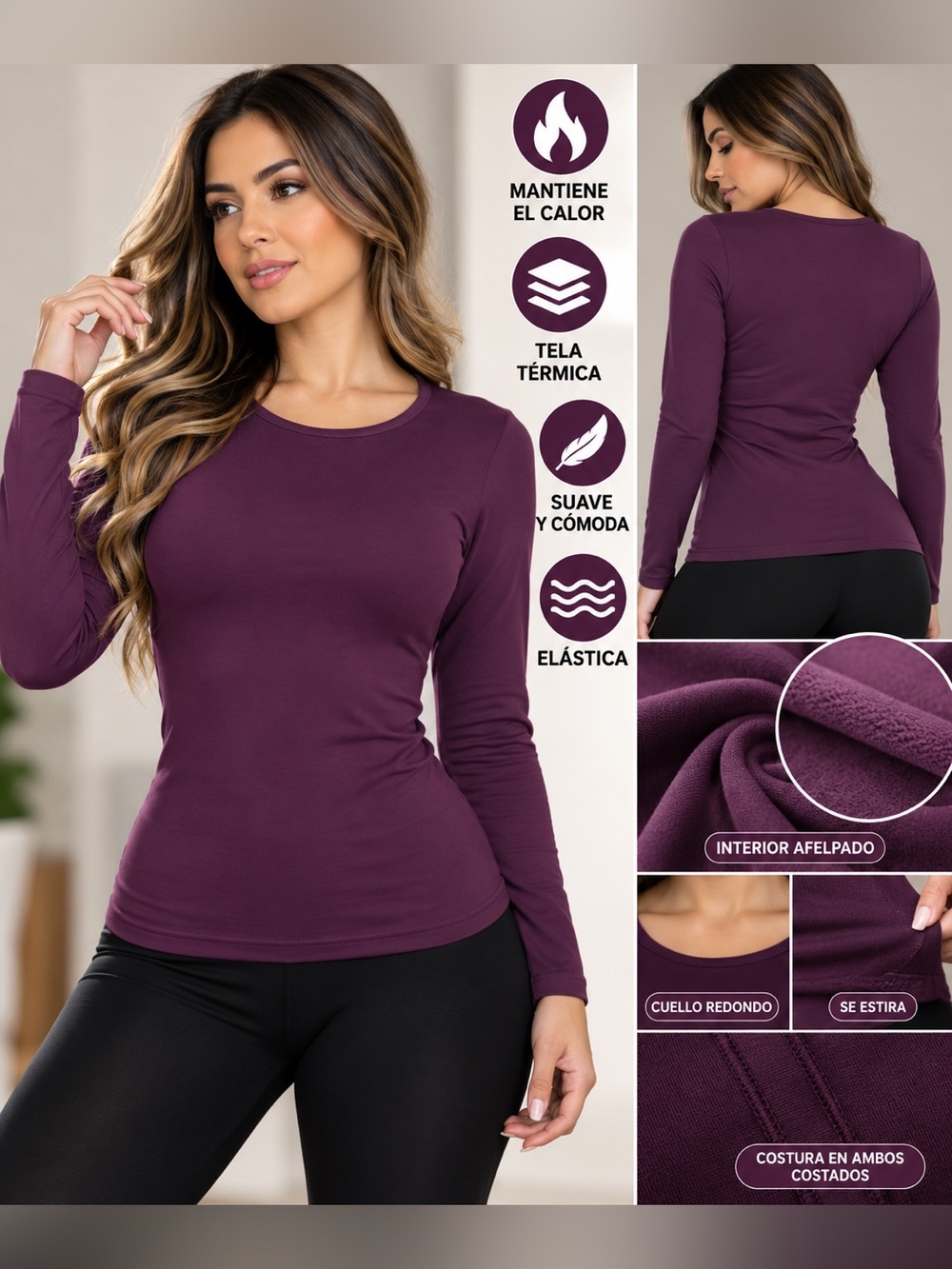 NWT Purple Women's Thermal Top ONE SIZE